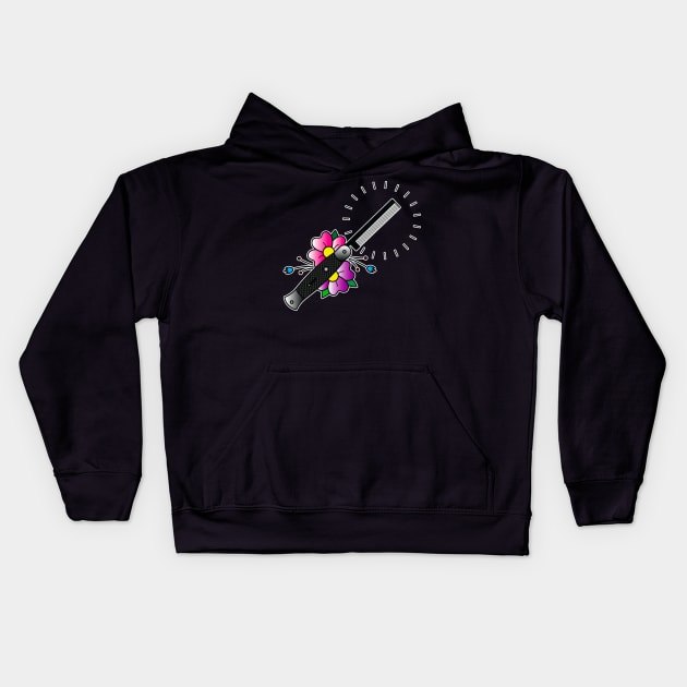 Switchblade Comb Kids Hoodie by OrneryDevilDesign